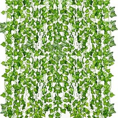 YAHUAA 12 Pack 84 Feet Fake 7 ft x 12 (Total 84 ft) x 1.6-1.8 in, Light Green