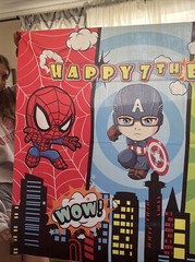 Marvel characters happy seventh birthday heroes comic book backdrop 3 x 5