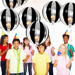 7 Pack Balloons – 22 Inch Large Round Party Balloons with 4D Stripe Mylar Foi…