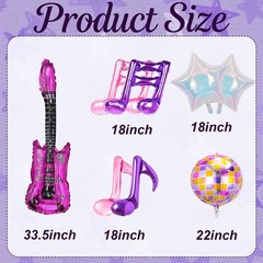 10Pcs Music Balloons Party Decorations – 33 Inch Guitar Balloons for Music Th…