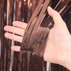 Foil Fringe Backdrop Curtains 3.3 x 6.6 ft Tinsel Streamers Decor Brown 3 Pk