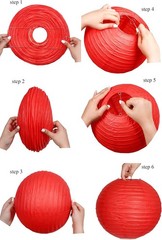 Pack of 3 4-Inch Red Round Paper Lanterns for Elegant Parties & Weddings