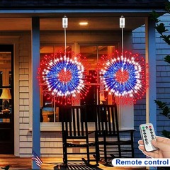 4th of July 250th Anniversary Patriotic Lights with Timer Outdoor Decorations