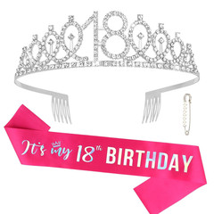 18Th Birthday Decorations for Girls Hot Pink 18Th Birthday Crown and Sash Gifts