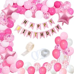 Girls Happy Birthday Balloons Banner Decorations Kit Combo 96Pcs for Kids – CA