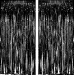 Black Tinsel Backdrop Curtain – Tinsel Curtain Party Backdrop Streamers for Wiz