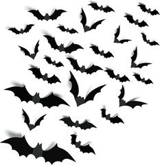 Halloween Party Supplies & Decorations 140Pcs Realistic PVC 3D Black Scary Bat W