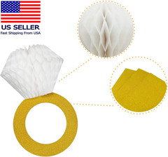 Glitter Gold Honeycomb Diamond Ring Hanging Decorations (3 Pieces) Bachelorette