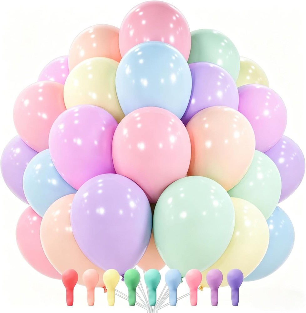 PartyWoo 100PCS 12in Pastel Rainbow Latex Balloons Baby Shower Party Decor