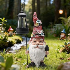 Garden Gnomes Statue with Solar Lantern, Outdoor Gnome Decorations for Yard, …