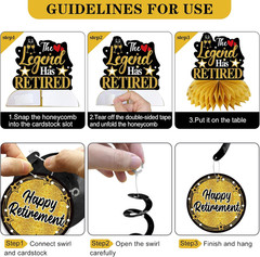 Retirement Party Decorations for Men Women, Black Gold Retirement Decorations Ki