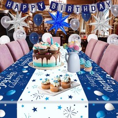 Blue Birthday Decorations for Men Women, Happy Birthday Decorations for Boys