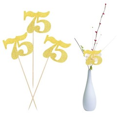 12 PCS Glitter Number 75 Centerpiece Sticks 75th Birthday Cake Toppers Sevent…
