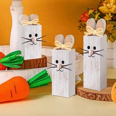 3 PCS Easter Table Decor Bunny Wooden Tiered Tray Decor Rabbit Centerpiece