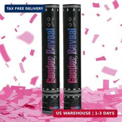 Gender Reveal Pink Confetti Cannon, DOUKEE Baby Shower Pink only Biodegradable C
