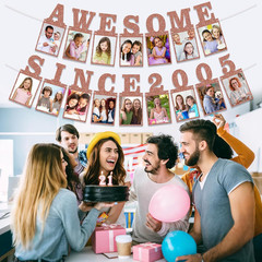 Pre-Strung Awesome since 2005 Photo Banner Birthday Decorations for Her Women- P