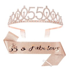 Birthday Diva Set: 55th Crown & Sash – Stunning Design for Fabulous Celebrations