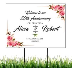 Personalized Wedding Anniversary Yard Sign, Decorations Welcome Sign, Home Décor