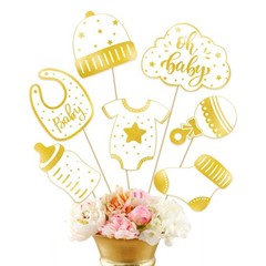 22 PCS Hello Sweet Baby Shower Centerpiece Sticks Gender Neutral Gold