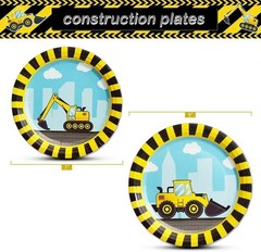 Construction Party Supplies Set – 48 Pcs Disposable Tableware for Kids’ Birthday