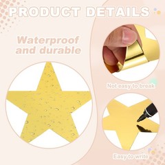 48 Pcs Stars Cutouts, 6 Inch Double Printed Paper Stars, Gold/Red