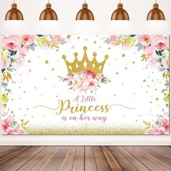 Baby Shower Backdrop 6×3.6 ft Little Princess Baby Shower Party Decorations f…