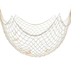 2 Pack Fish Net Decorations Natural Cotton Fishing Net Decor for Hawaiian Bea…