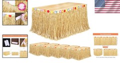 Natural Grass Table Skirt 6 Pack – Hawaiian Luau Party Decor