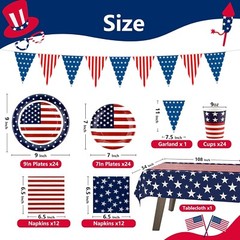 Patriotic Party Themed Disposable Tableware (Plates, Napkins, Cups)