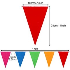 300Pc Multicolor Pennant Flags Nylon Fabric Decorations for Party Shop, 375ft