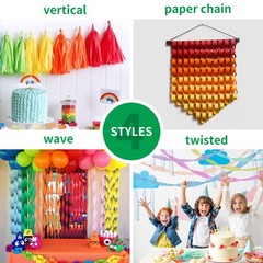 6 Rolls 2.2 inch x 123 ft Macaron Crepe Paper Streamers for Party Backdrop