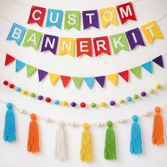 139 Pcs Felt DIY Custom Banner Kit Include 104 Letters 18 Swallowtail Flags 1…