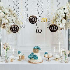 12pcs Mixed Color Hanging Swirls Decorations Party Swirls for 50th Birthday