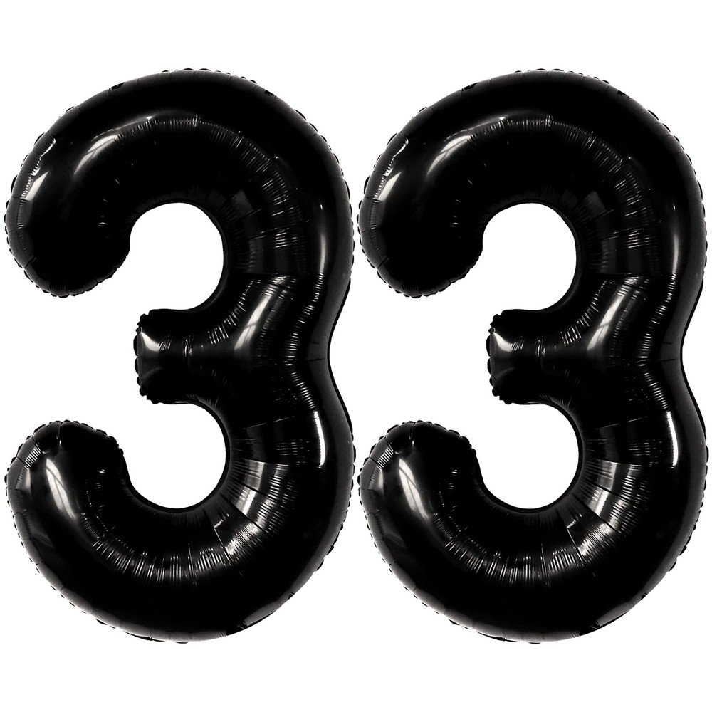 , Giant Black 33 Balloon Numbers – 40 Inch | 33 Birthday Balloons, 33 Birthda…