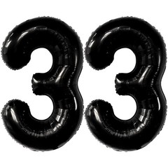 , Giant Black 33 Balloon Numbers – 40 Inch | 33 Birthday Balloons, 33 Birthda…