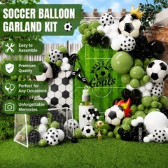 Soccer Balloon Garland Arch Kit for Boys Party Decorations, Green Black White…