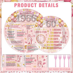 60Th Birthday Party Decorations – 96 Pcs Pink Rose Gold Happy 60 Years Old 1966