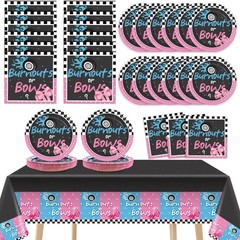 Fun and Stylish Burnouts or Bows Baby Gender Reveal Supplies – Serves 24 Guests