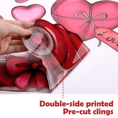Valentines Day Decor Window Clings Set, 8 Sheets Large Cute Gnome Heart Truck Sh