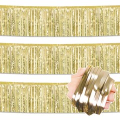 3 Pack 10 Ft Light Gold Foil Fringe Garland Metallic Streamers Tinsel Banner …