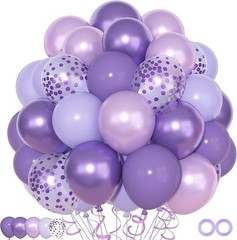 72Pcs Purple Balloons Set, Lavender Latex Balloon with 12inch Pearl Metallic …