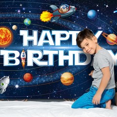 Sumind Space Happy Birthday Decorations 72.8 Inchesx43.3 Inches, Multicolor