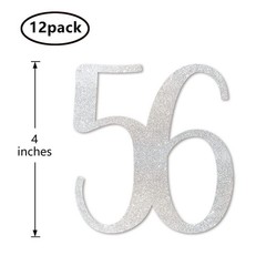 Silver Glitter 56 CutOut Numbers 56th Birthday Anniversary Party Decor