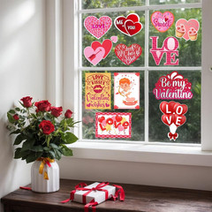12pc Valentines Heart Cutouts Double Sided Classroom Decoration with Glue Points