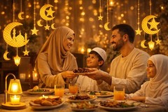 Eid Ramadan Hanging Decorations Gold Moon Star Islamic Home Decor Set 4 Pack