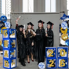 Graduation Decorations Class of 2026 – Blue and Gold Balloons