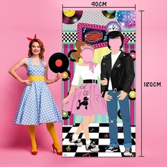 Irenare 50s Party Decorations for Parties, 180 x 90 cm, Blue,Orange,White