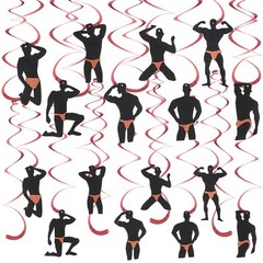30Pcs Bachelorette Party Hanging Swirls Decorations Rose Gold Male Dancer Hen…