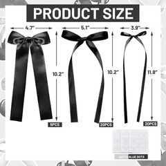 Black Bow Birthday Decorations, 3 Sizes | 45Pcs Black Ribbon Bow Wall Decor, DIY
