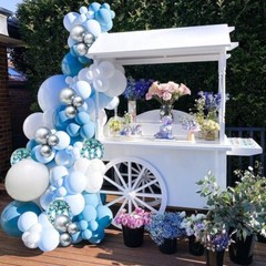 Blue Balloons Arch Garland Kit, 129Pcs Blue White Silver Confetti Balloons Fo…